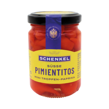 Schenkel Süsse Pimentitos Mini Tropfen-Paprika, 122g Produktbild, Vorderseite der Verpackung